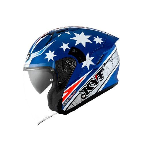 KYT NFJ BROC PARKES REPLICA BLUE WHITE HELMET