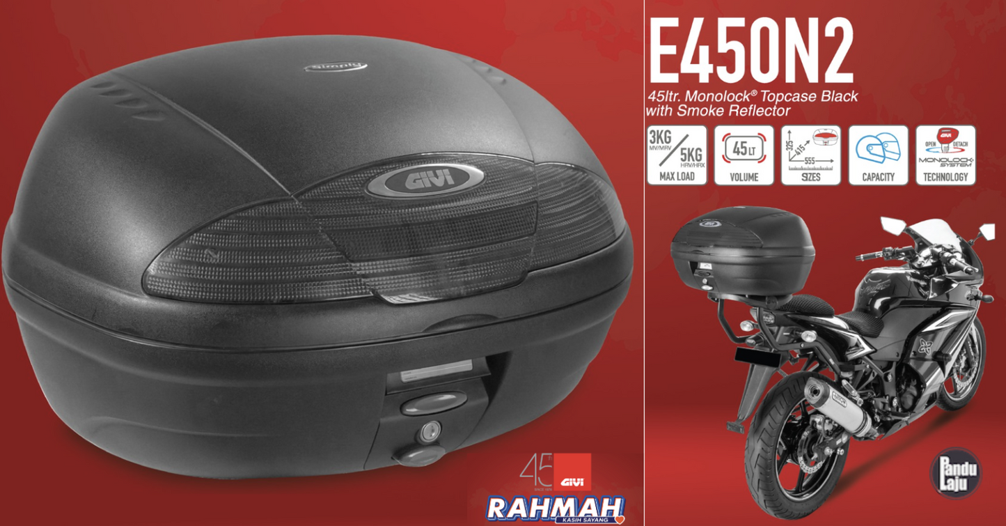 GIVI 45LYR SIMPLY 2 BLACK W/O LIGHT WITH SMOKE REFLECYOR - E450N2