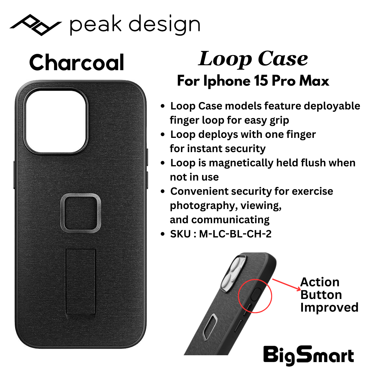 Peak Design Loop Case - Iphone 15 Pro Max Charcoal