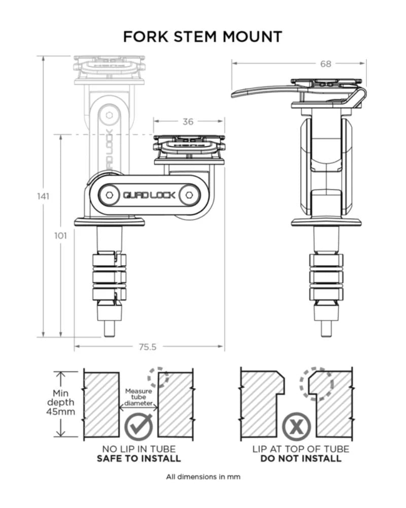 Quad Lock Fork Stem Mounts